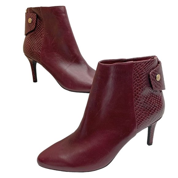 Cole Haan Grand Os Claremont Merlot Smooth Embossed Leather Booties - Picture 5 of 11